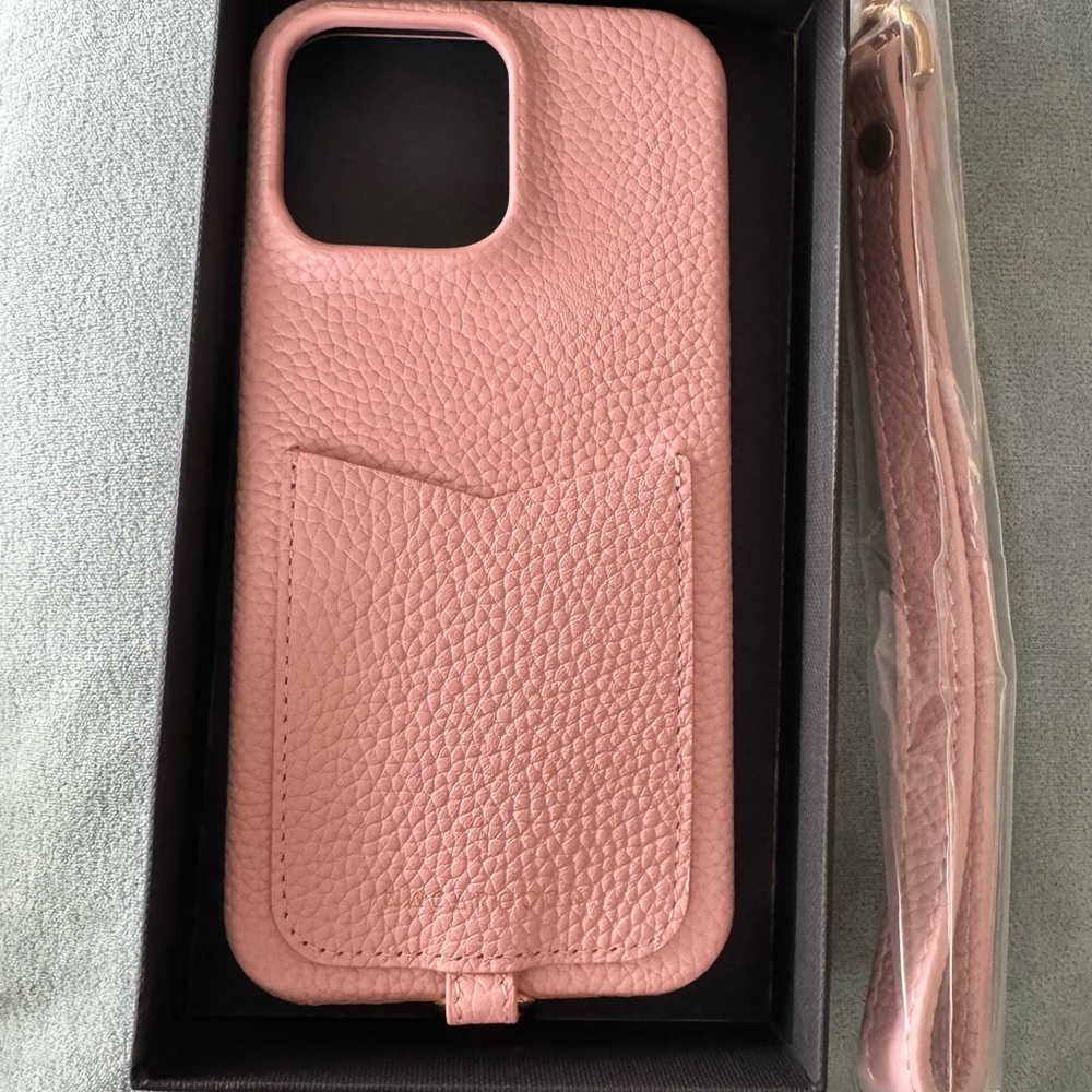 iPhone 15 Pro Max Pink Leather Phone Case by Macarooon